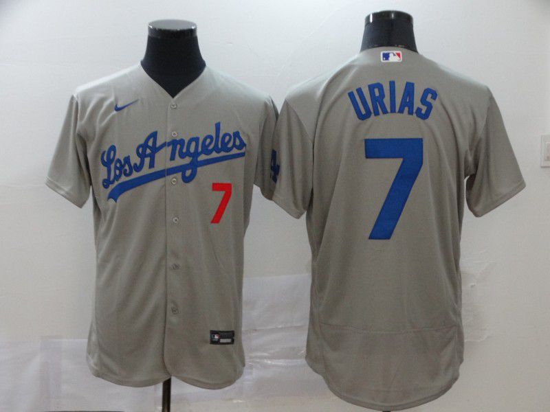 Men Los Angeles Dodgers #7 Urias Grey Nike Elite MLB Jerseys->los angeles dodgers->MLB Jersey